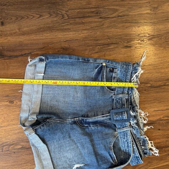 KanCan Women's High Rise Paperbag Denim Shorts Blue Size 7 Casual - Picture 9 of 12